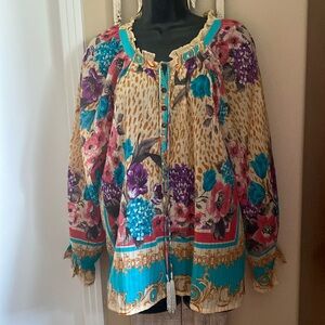 Peasant Blouse Size Large, Beautiful Floral
